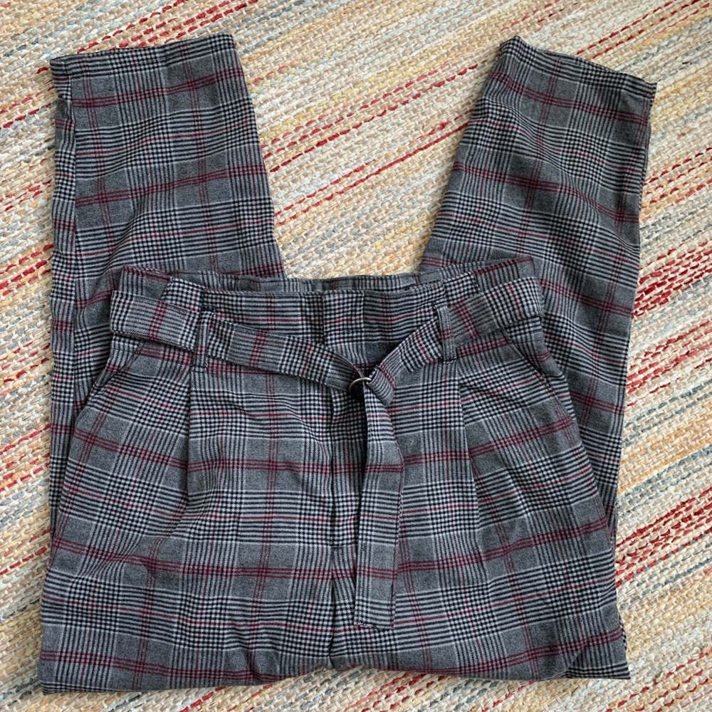 Plaid paper bag pants